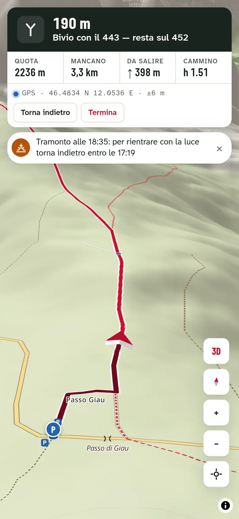 La guida in cammino: il prossimo bivio, la quota e il tempo che manca